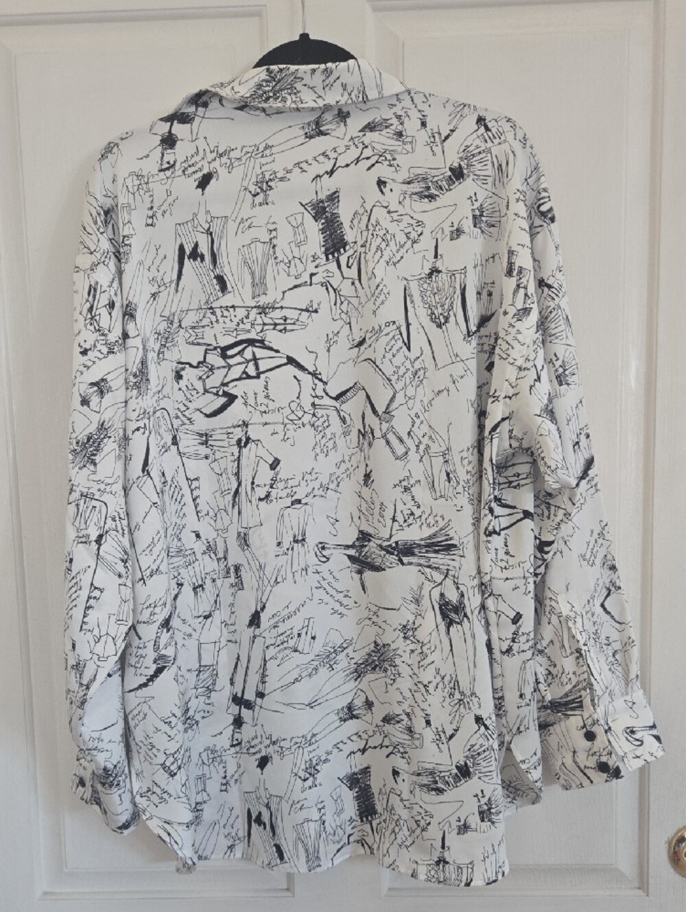 Karl Lagerfeld White and Black Abstract Sketch Shirt Jacket - Picture 6 of 8